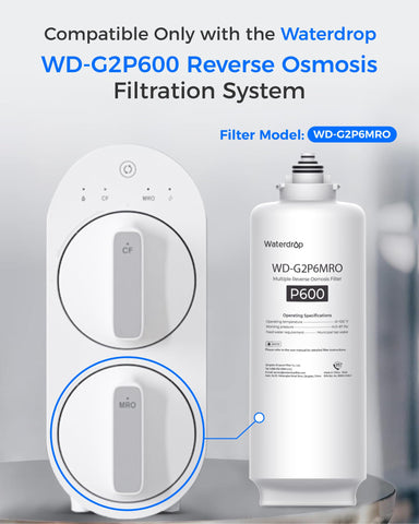 Waterdrop WD-G2P600-RO sediment PP membrane removes particles for clarity