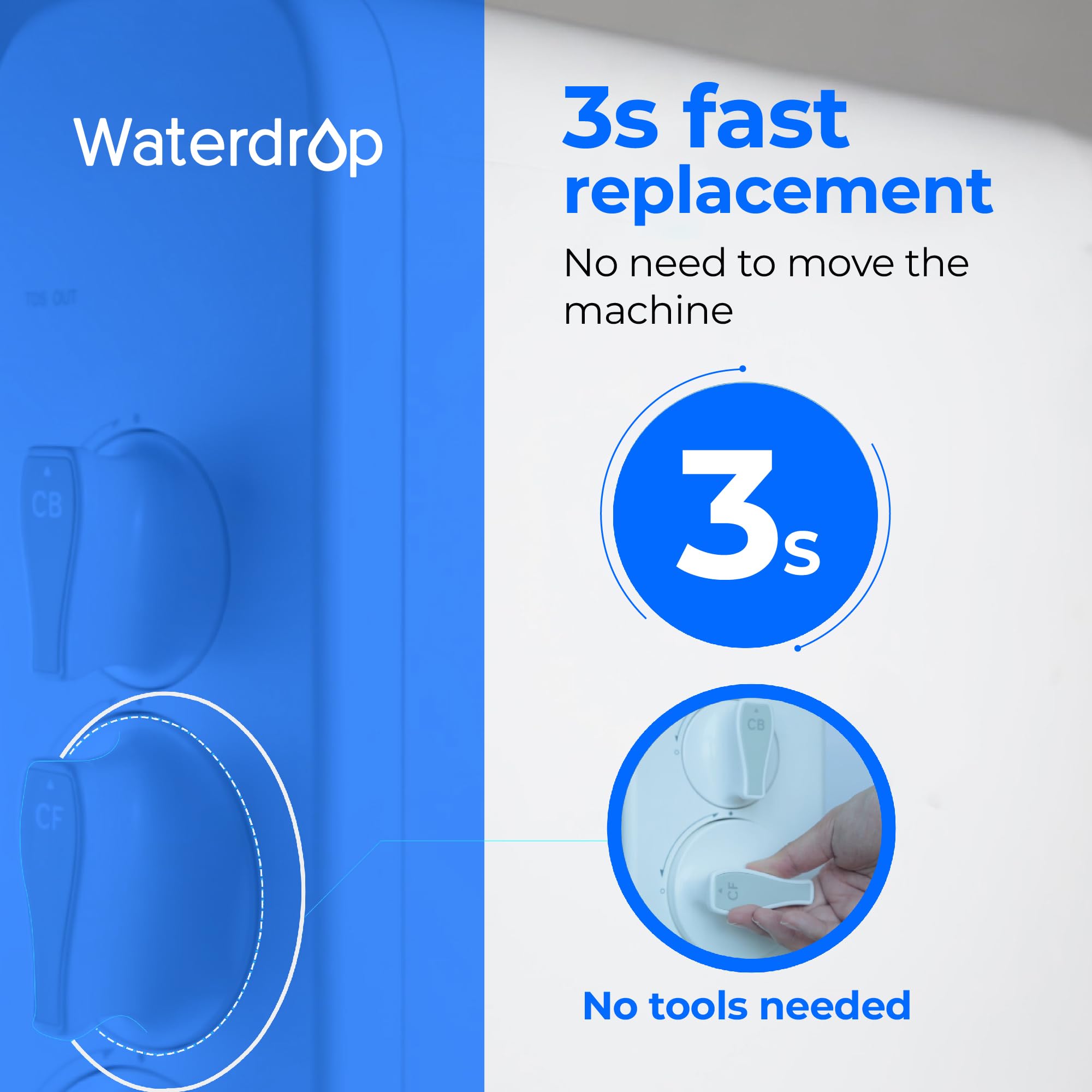 Waterdrop WD-G3-CF six-month-life image signals long-lasting filtration for families.
