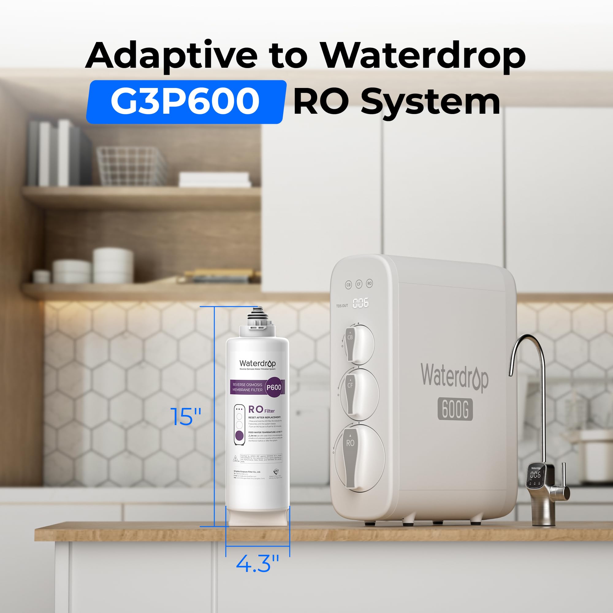Waterdrop WD-G3P600-RO packaging highlighting easy replacement