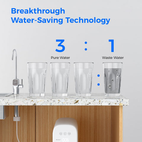 Waterdrop WD-G3P800-N2RO 3-to-1 drain ratio reduces wastewater.