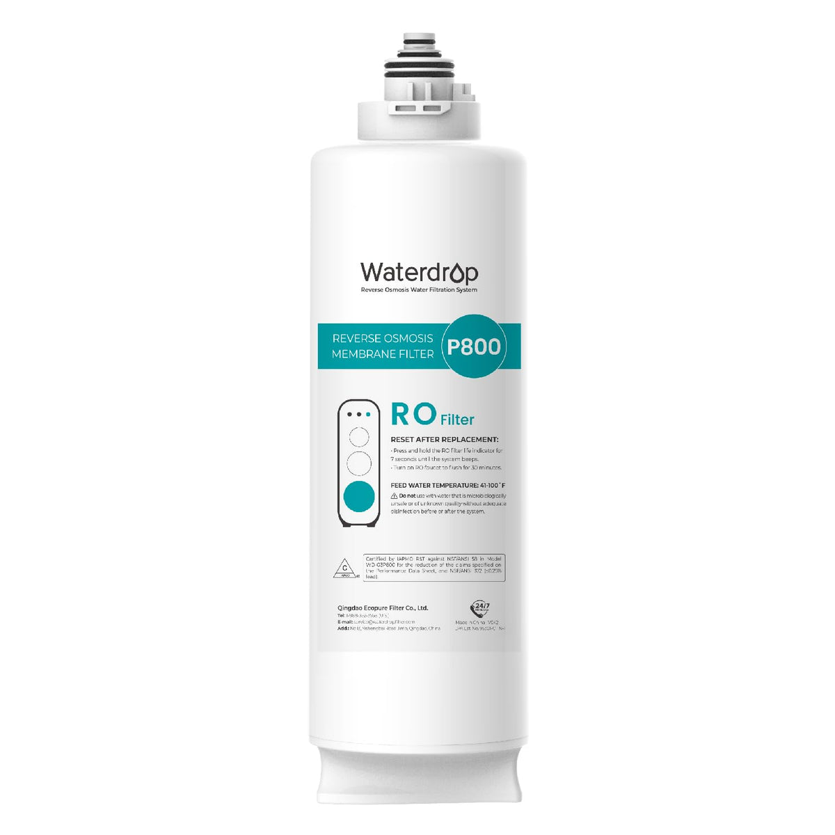 Waterdrop WD-G3P800-N2RO filter closeup shows precision filtration for your system.