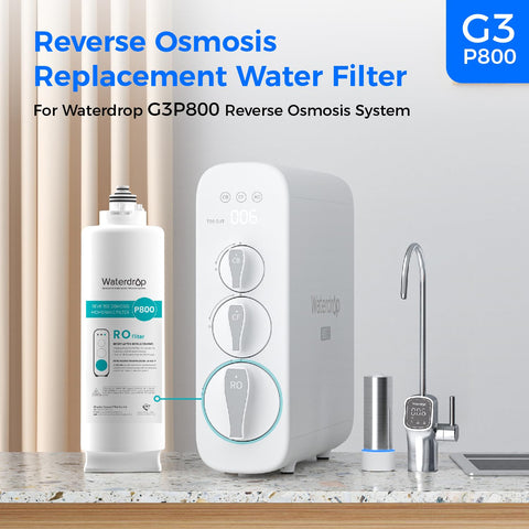 Waterdrop WD-G3P800-N2RO during installation emphasizes easy twist-and-pull replacement.
