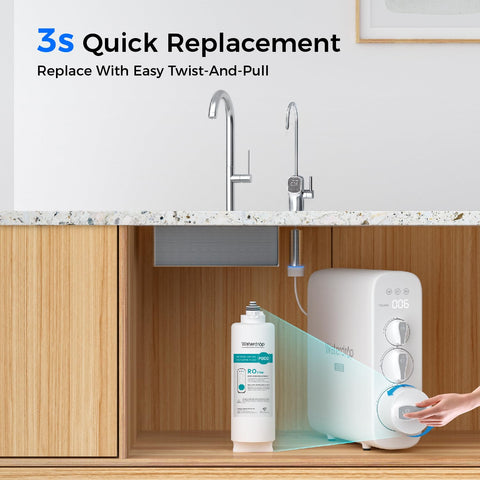 Waterdrop WD-G3P800-N2RO membrane detail illustrates high-precision filtration.