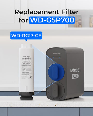 Waterdrop WD-G5P700-CF being opened without tools for quick swap.