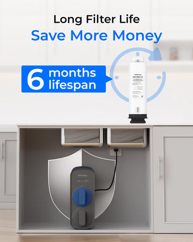 Waterdrop WD-G5P700-CF pours clean water into a glass.