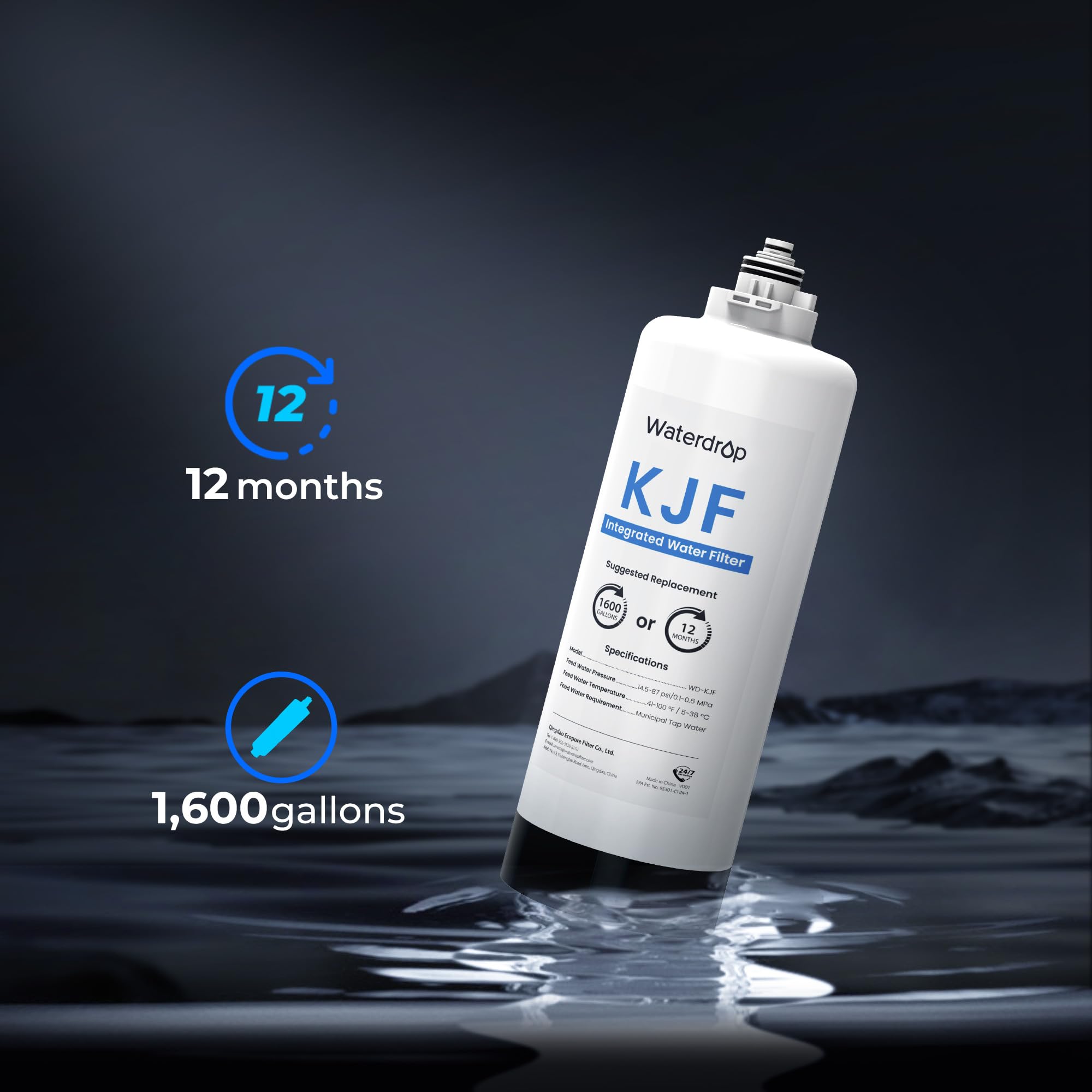 Waterdrop WD-KJF filter in use delivers purified hot water on demand