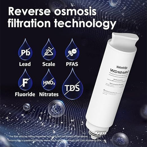 Waterdrop WD-N1-MRO filter packaging and specifications for easy selection