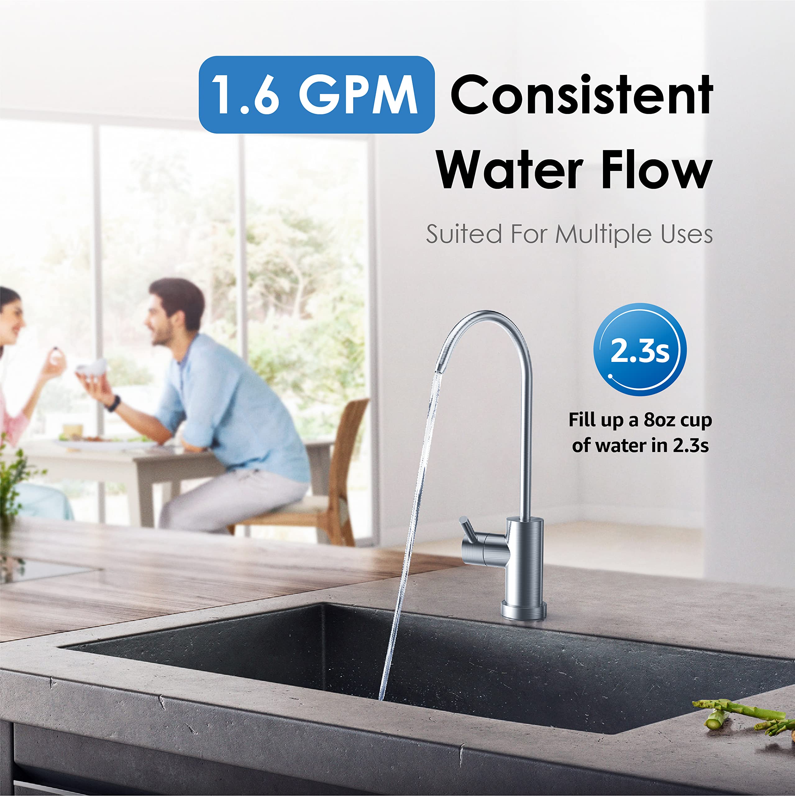 Waterdrop WF08 compact under-sink design saves counter space.