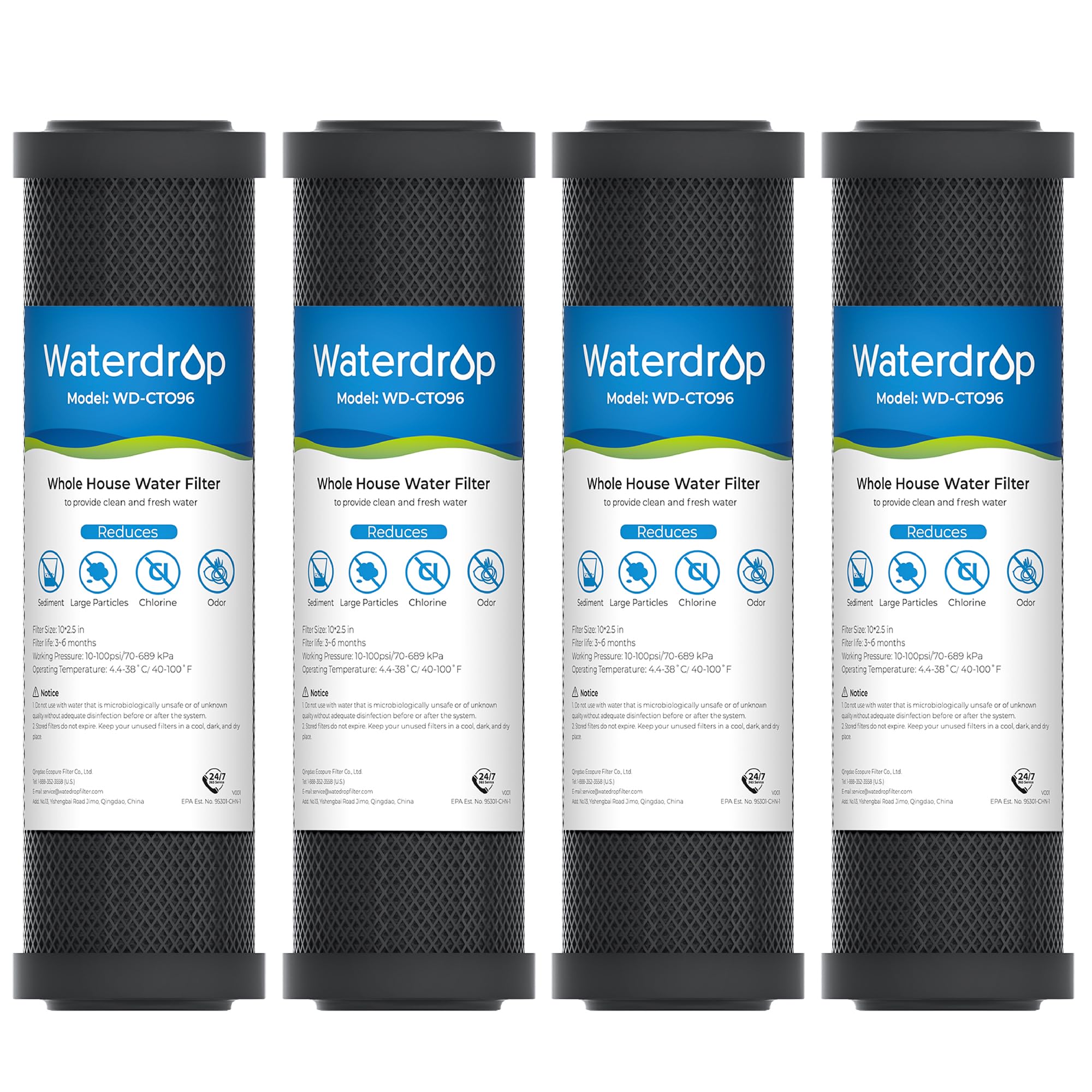 Waterdrop 1-micron CTO filter for whole-house water purification