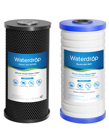 Waterdrop whole-house CTO carbon filter cartridge reduces chlorine for a cleaner taste