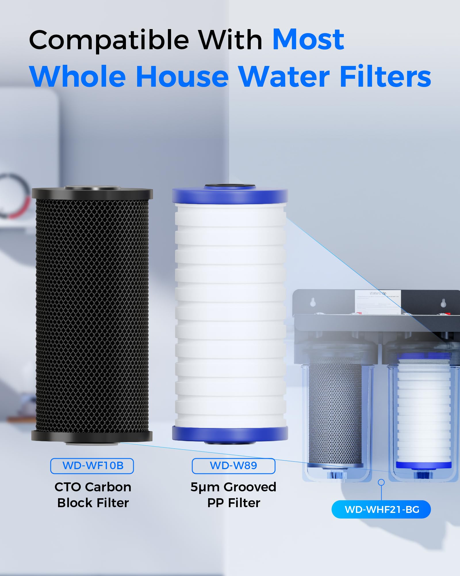 Waterdrop grooved PP filter cartridge captures sediment for clearer water