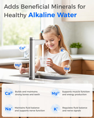 Waterdrop X12 mineral infusion graphic illustrating pH balance for better flavor