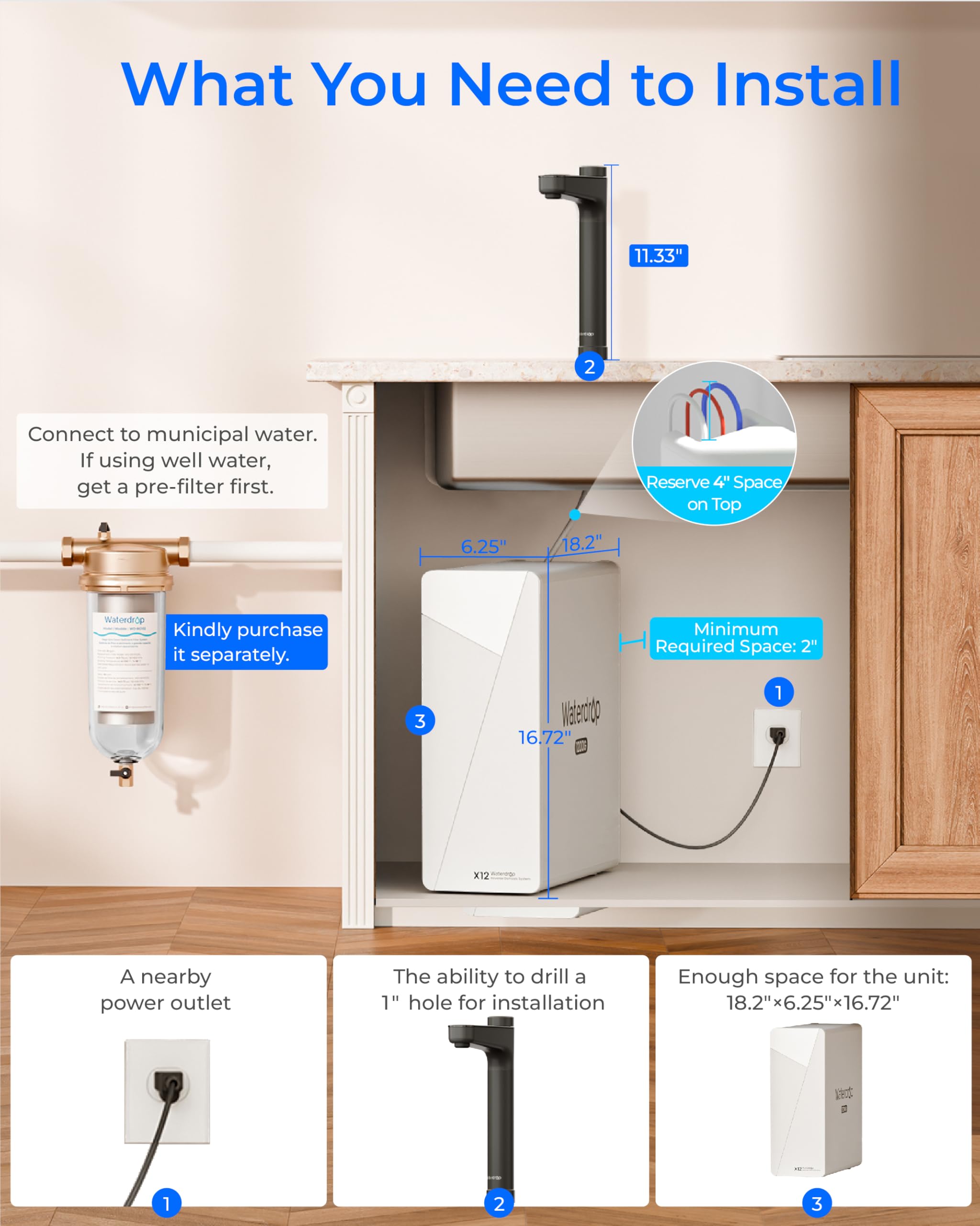 Waterdrop X12 NSF SGS certified system for safe home water.