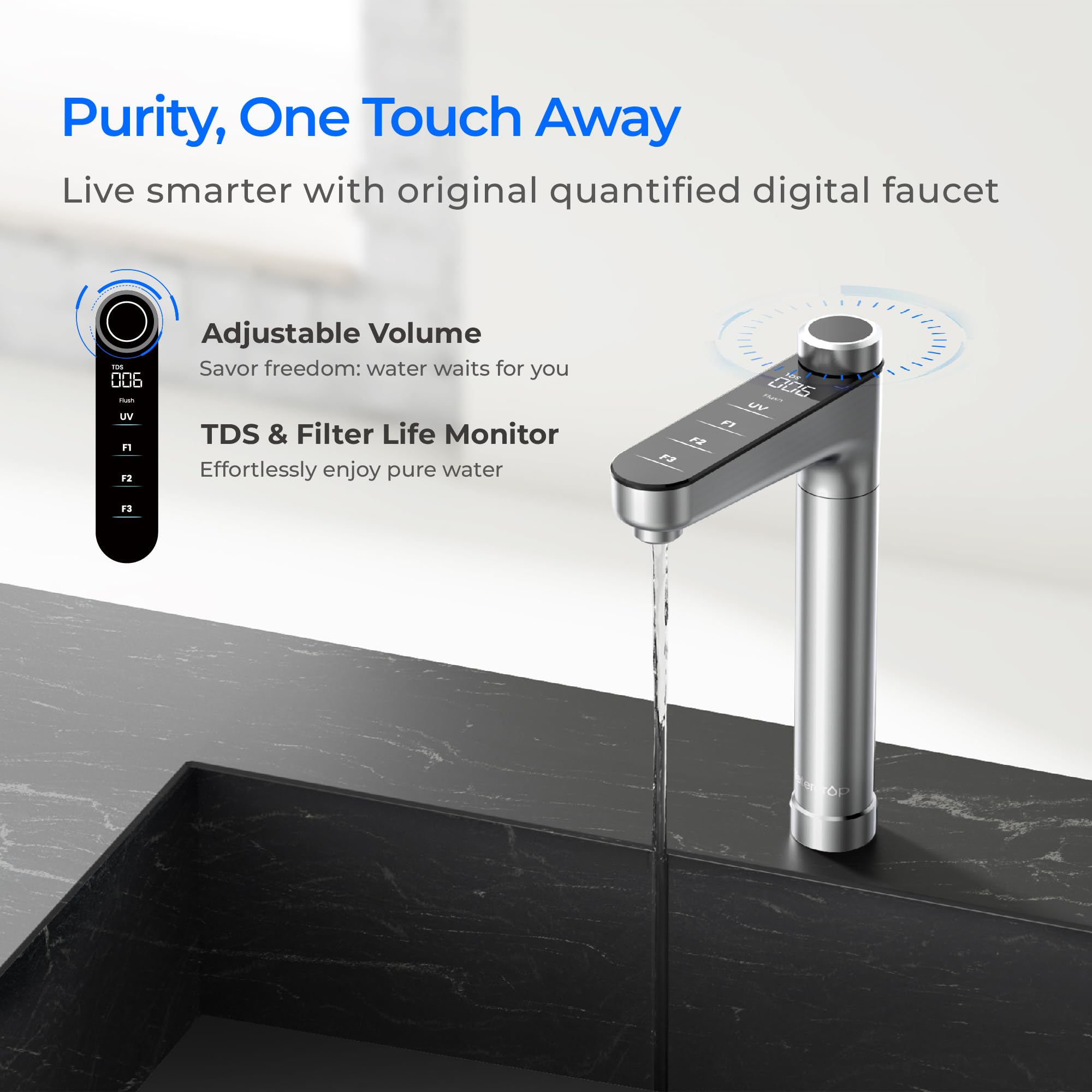 Waterdrop X16 1600GPD peak capacity supports quick refills for busy homes