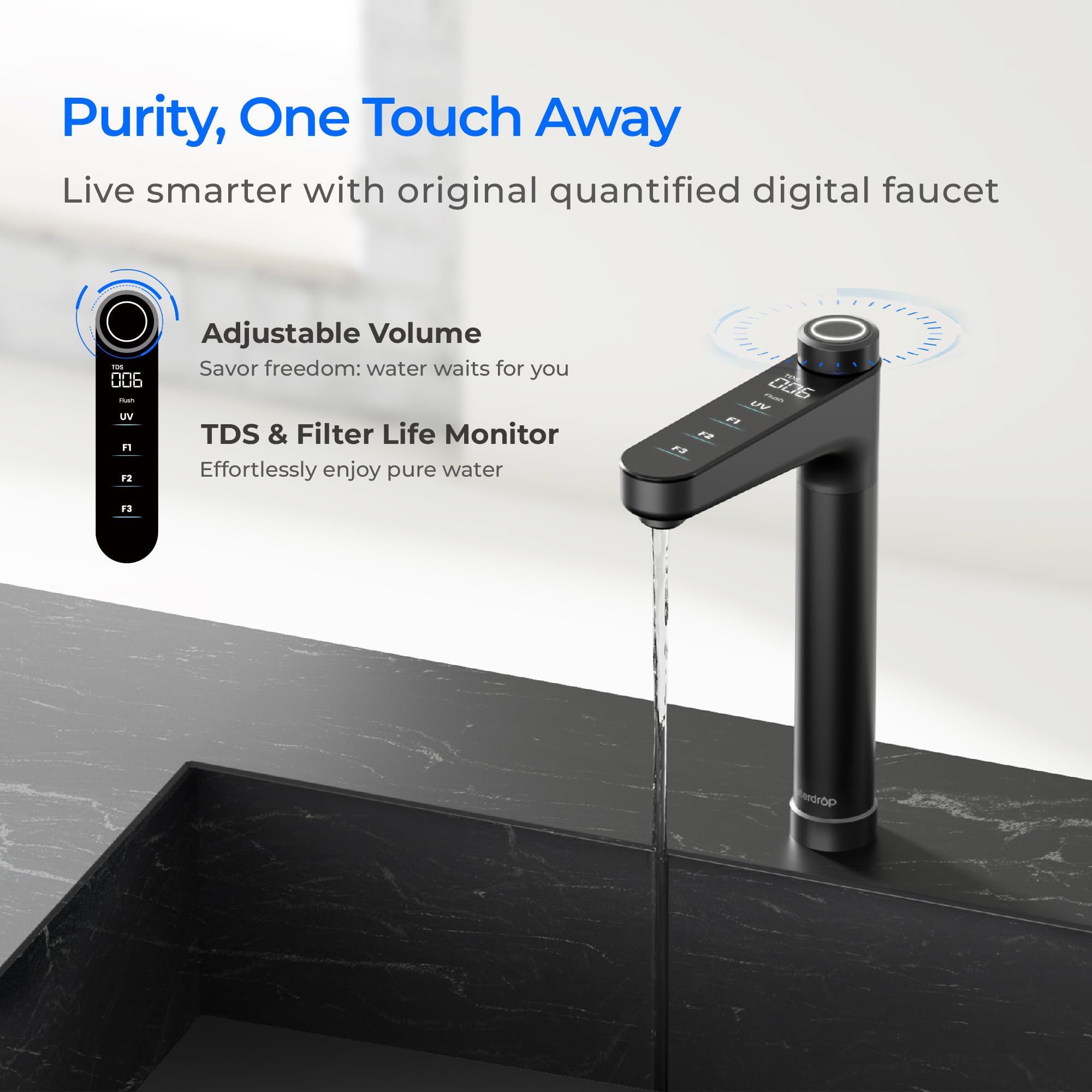 Waterdrop X16 three-to-one purity helps conserve water and reduce waste.