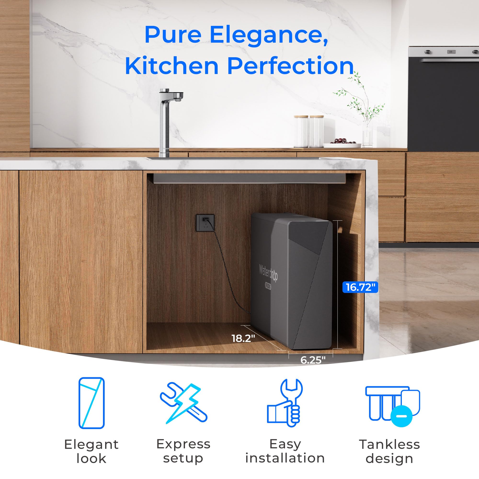 Waterdrop X16 under-sink installation shows space-saving setup