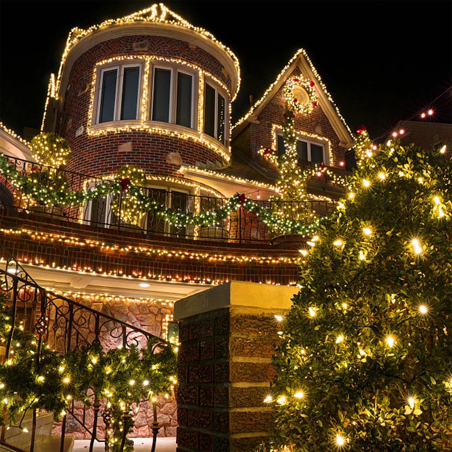Waterglide outdoor-ready string lights brighten porches, gardens, and holiday entrances
