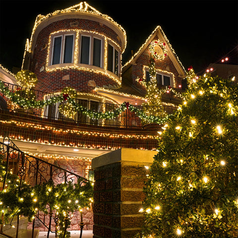 Waterglide outdoor-ready string lights brighten porches, gardens, and holiday entrances