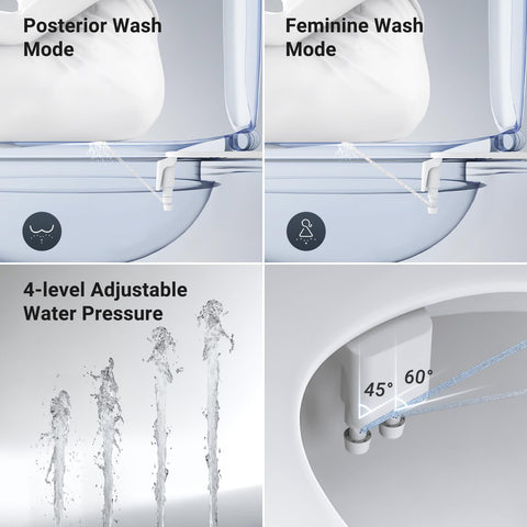 WaterLace attachment adjustable pressure demonstrates customizable spray from soft to strong.