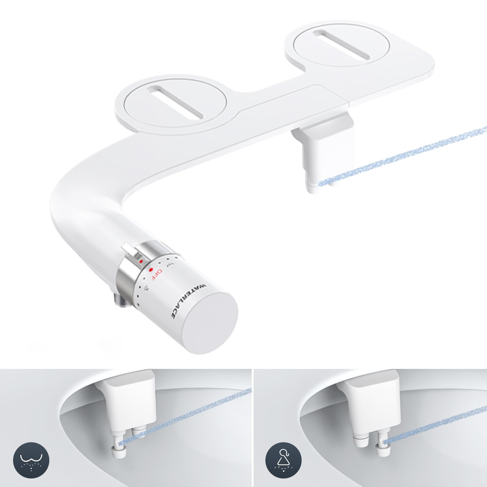 WaterLace easy installation on existing two-piece toilets in minutes.