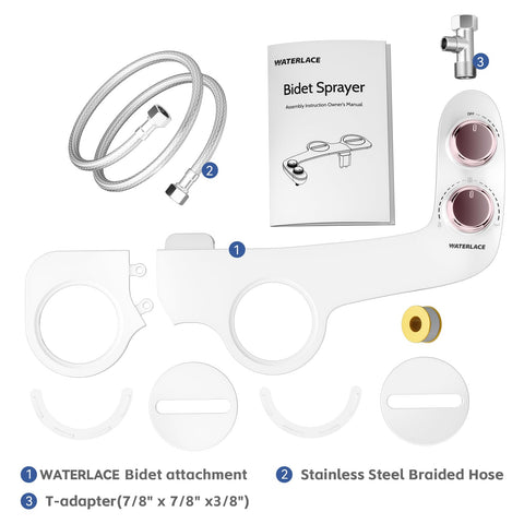 Waterlace bidet rose gold hose connection and valve fittings for secure setup