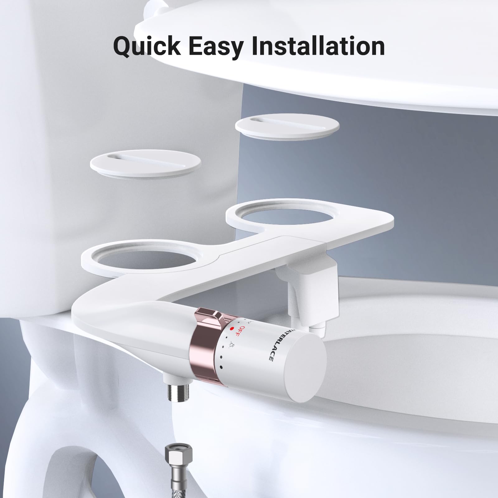 WaterLACE ultra-thin design in rose gold fits two-piece toilets seamlessly