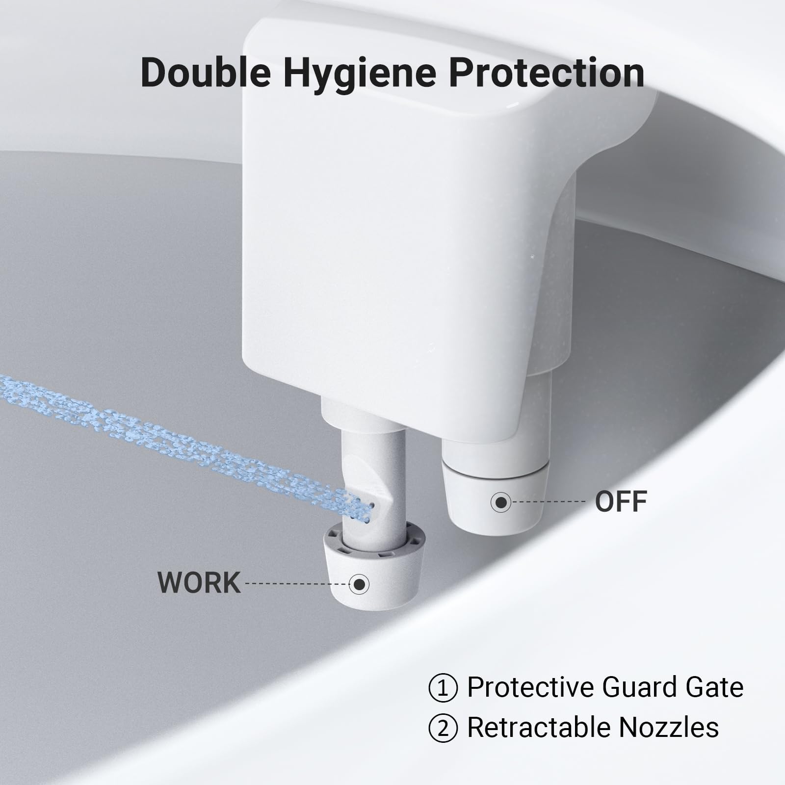 WaterLace ultra-thin 0.24-inch profile blends with toilet lid and seat.