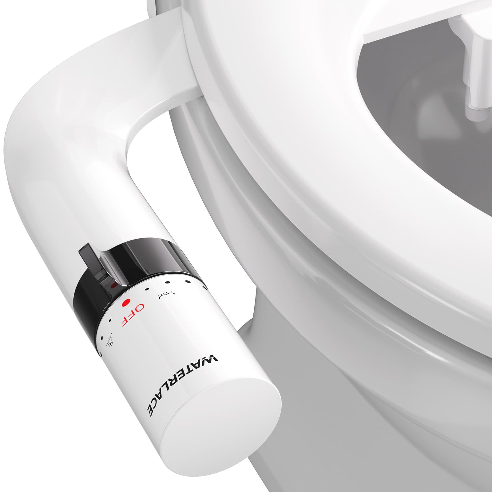 WATERLACE dual nozzle bidet attachment with rear and feminine wash options and adjustable pressure