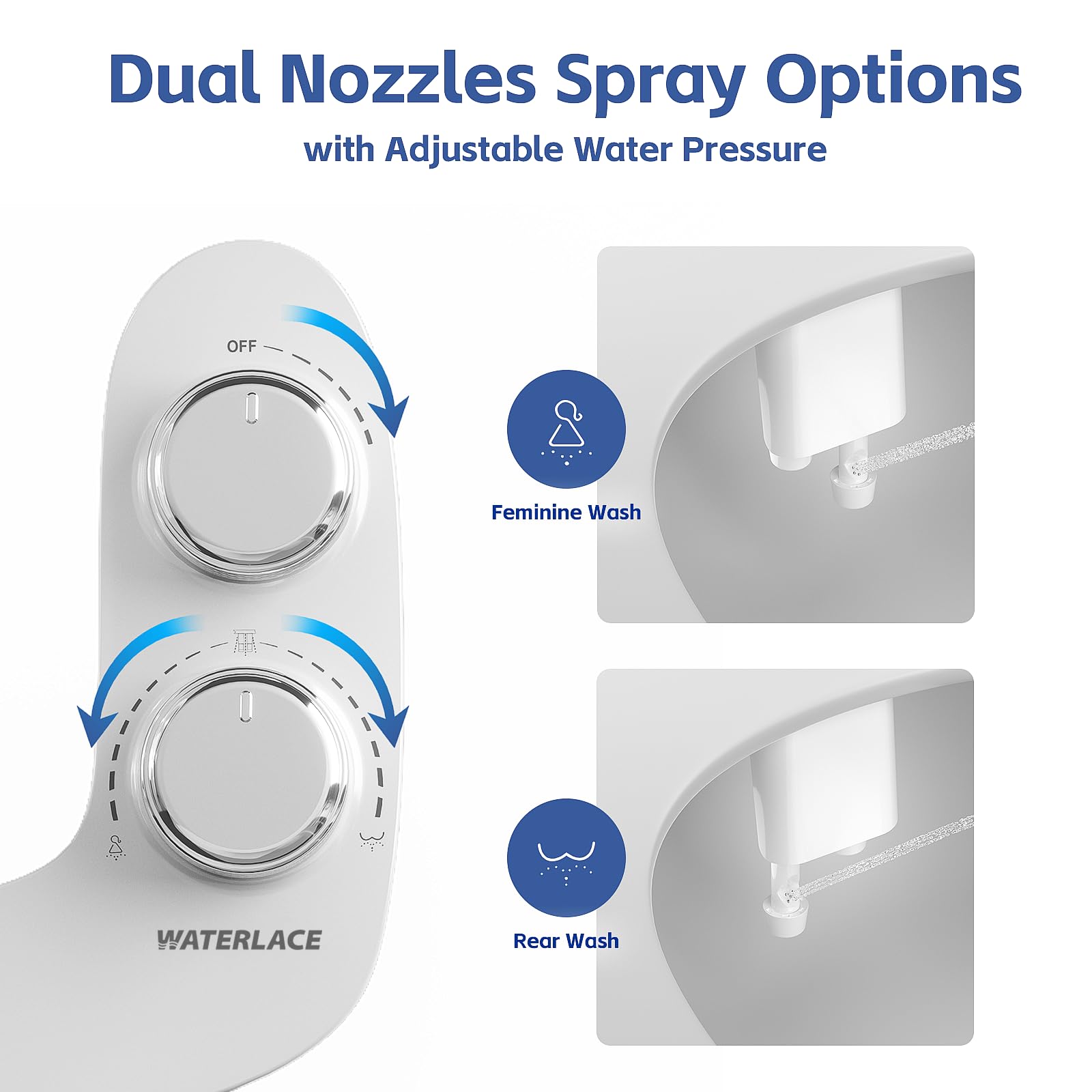 WaterLace self-cleaning mode rinses nozzles after use.