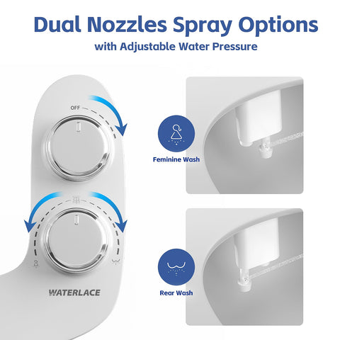 WaterLace self-cleaning mode rinses nozzles after use.