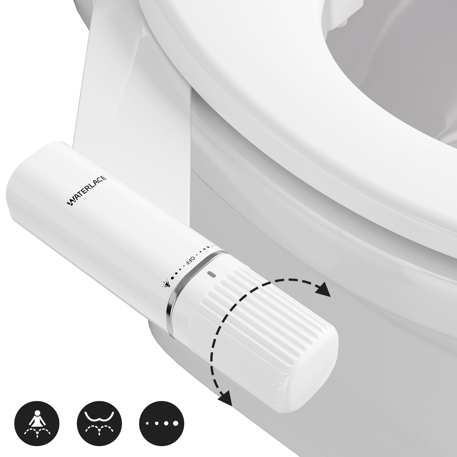 Waterlace bidet compatible with most two-piece toilets for easy upgrade.