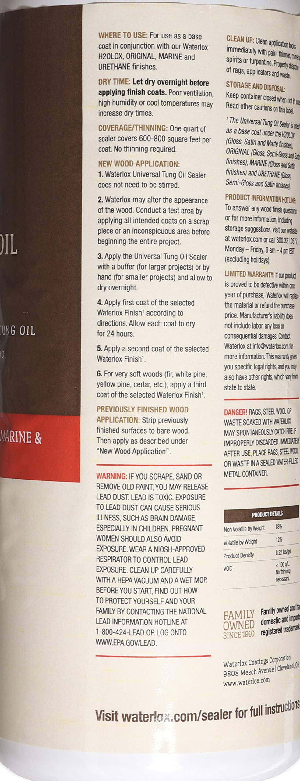 Waterlox Universal Tung Oil Sealer application on wood reveals waterproof protection.
