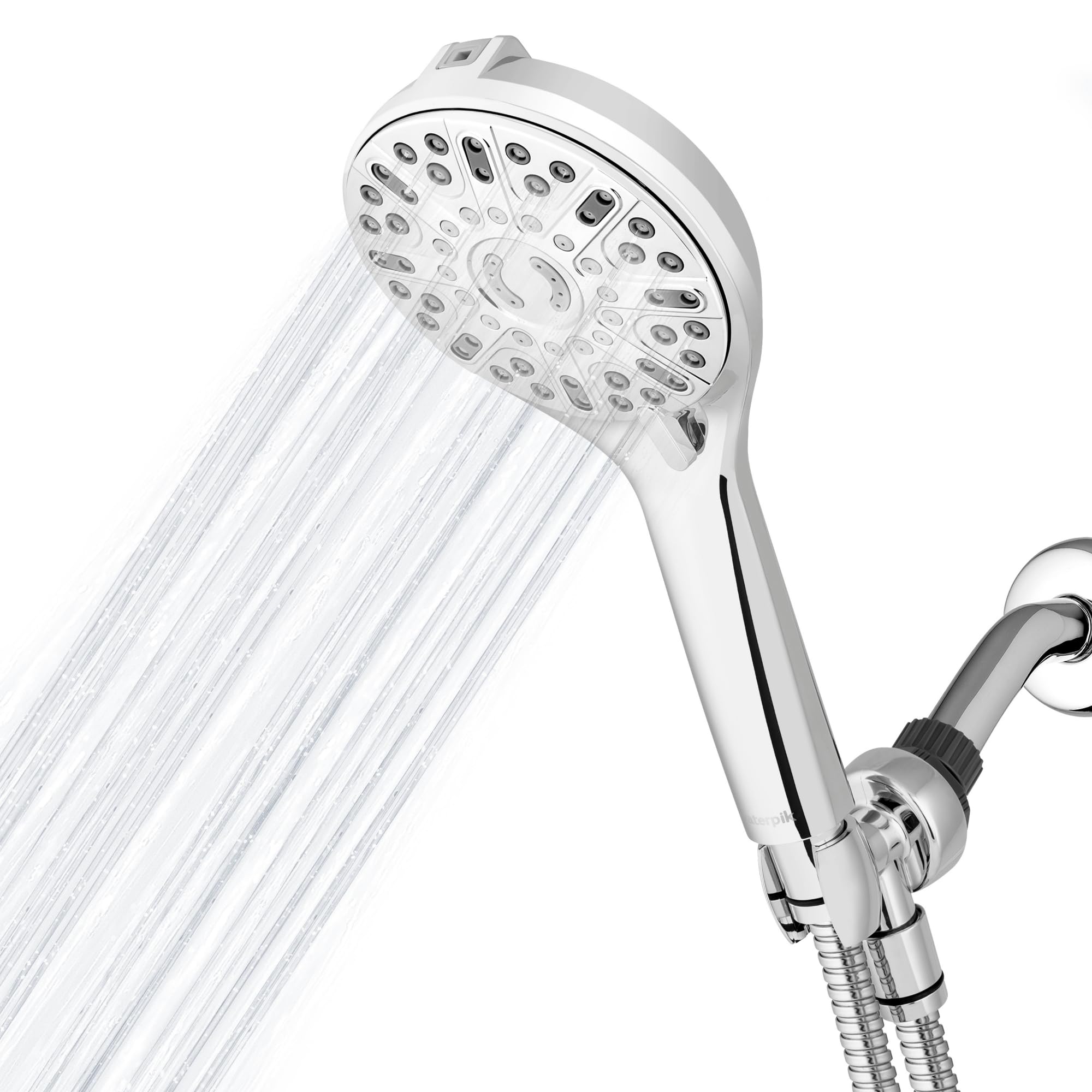 Waterpik ShowerClean Pro handle with versatile spray options for daily showers.