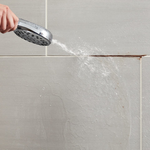 PowerJet action from Waterpik ShowerClean Pro delivers a targeted high-pressure rinse.