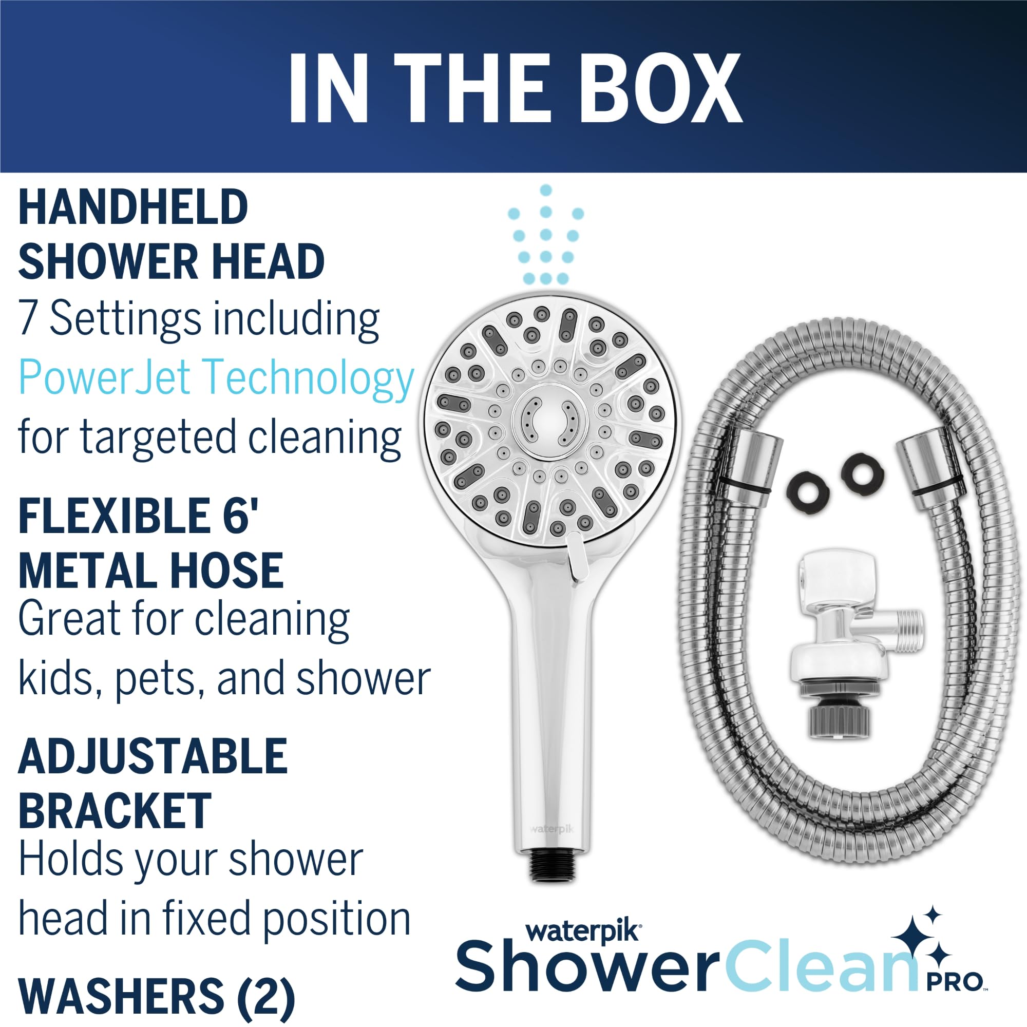 Waterpik ShowerClean Pro offers six spray settings for a customizable shower.