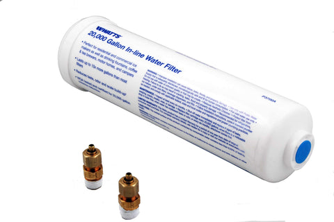 Watts Premier inline filter for 20,000 gallons improves taste and reduces chlorine odors.