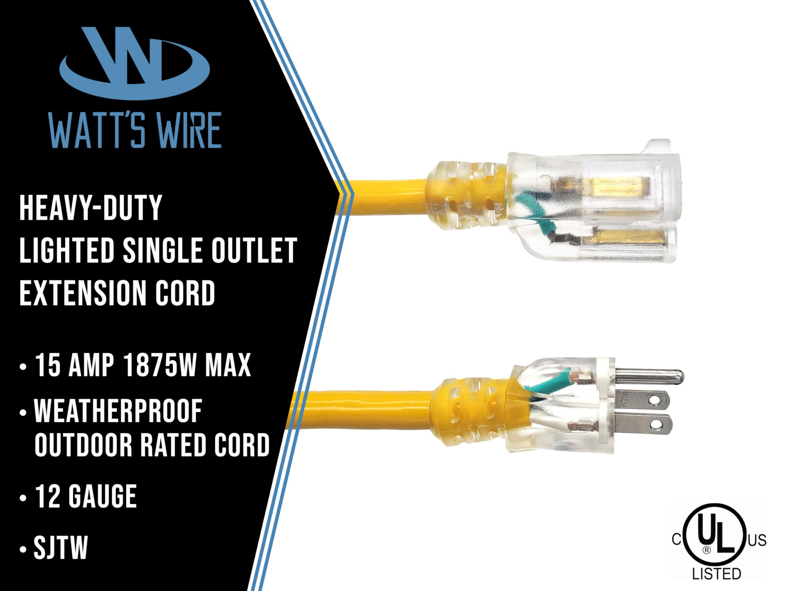 Watt's Wire 12-gauge copper-core extension cord for heavy-duty power