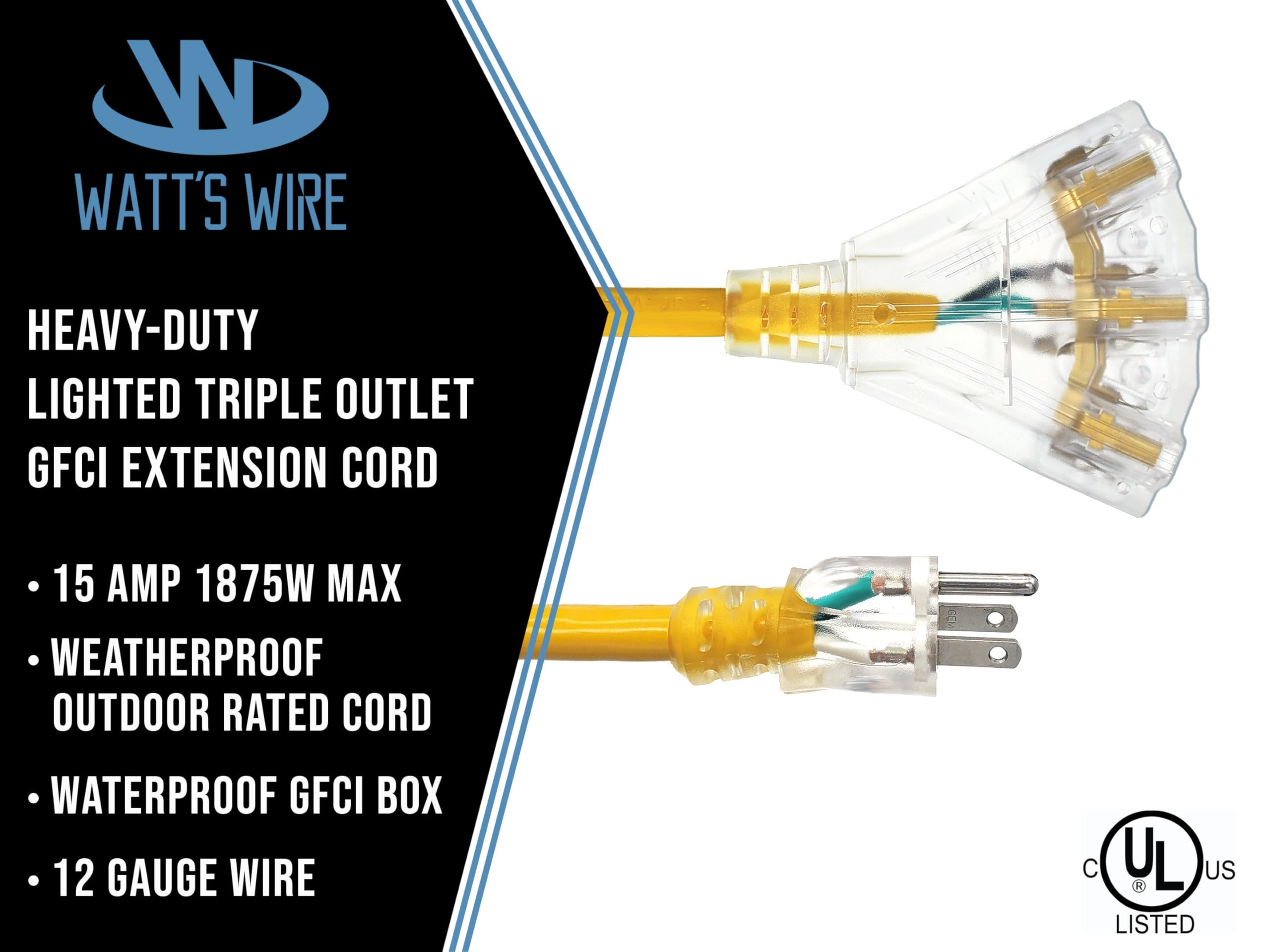 Watts Wire 12-gauge cord delivers reliable power in outdoor settings.