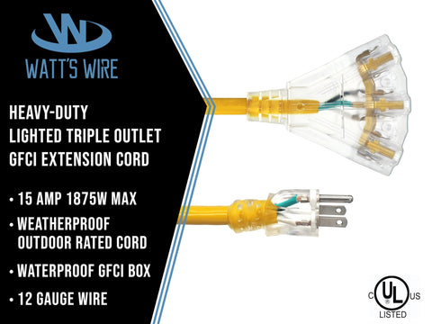 Watts Wire 12-gauge cord delivers reliable power in outdoor settings.
