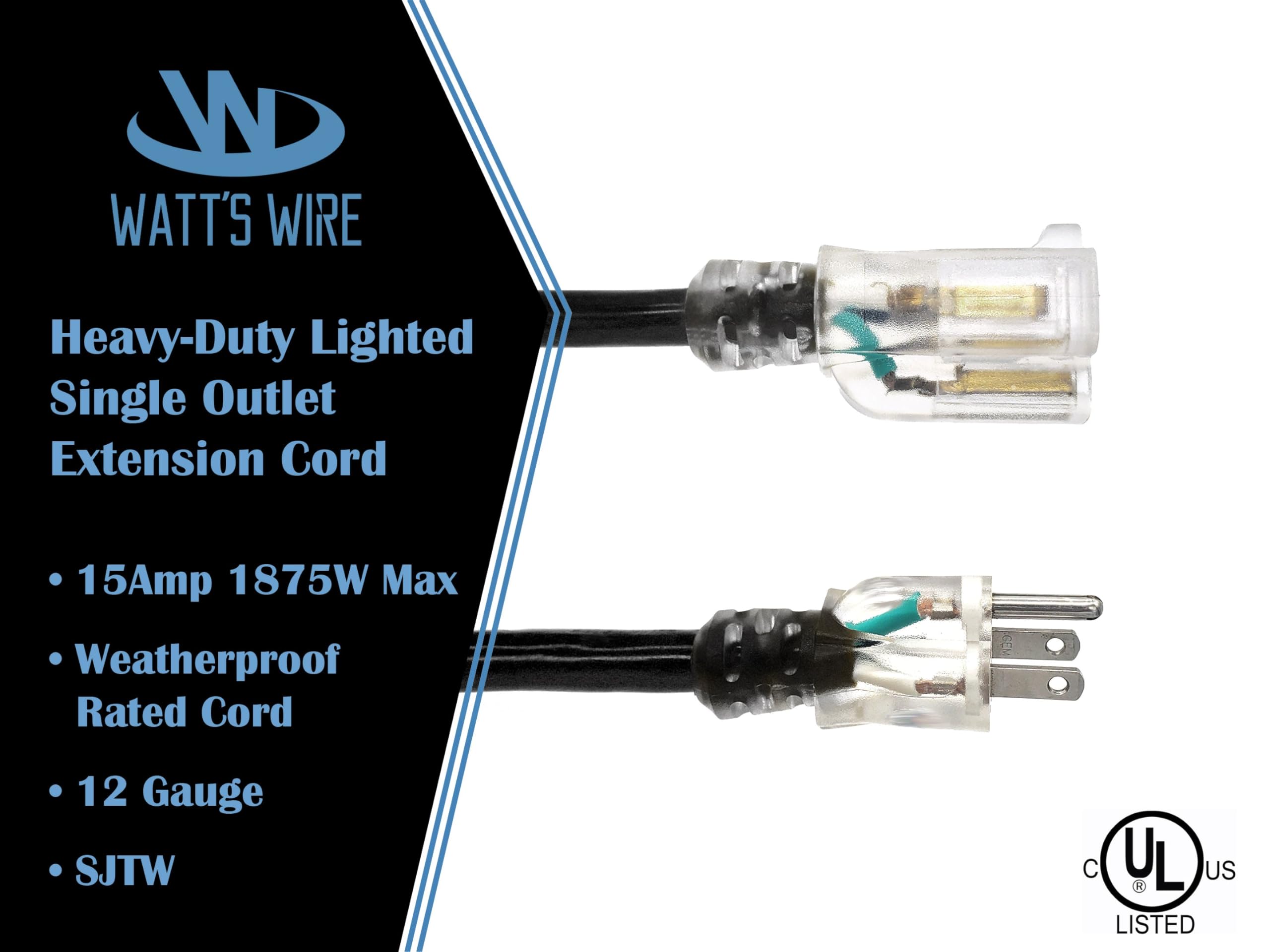 Watt's Wire 12ga heavy-duty extension cord delivering steady power outdoors
