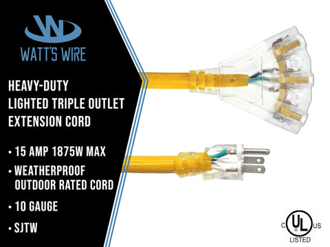 Watts Wire heavy-duty 10 gauge extension cord designed for demanding job sites.