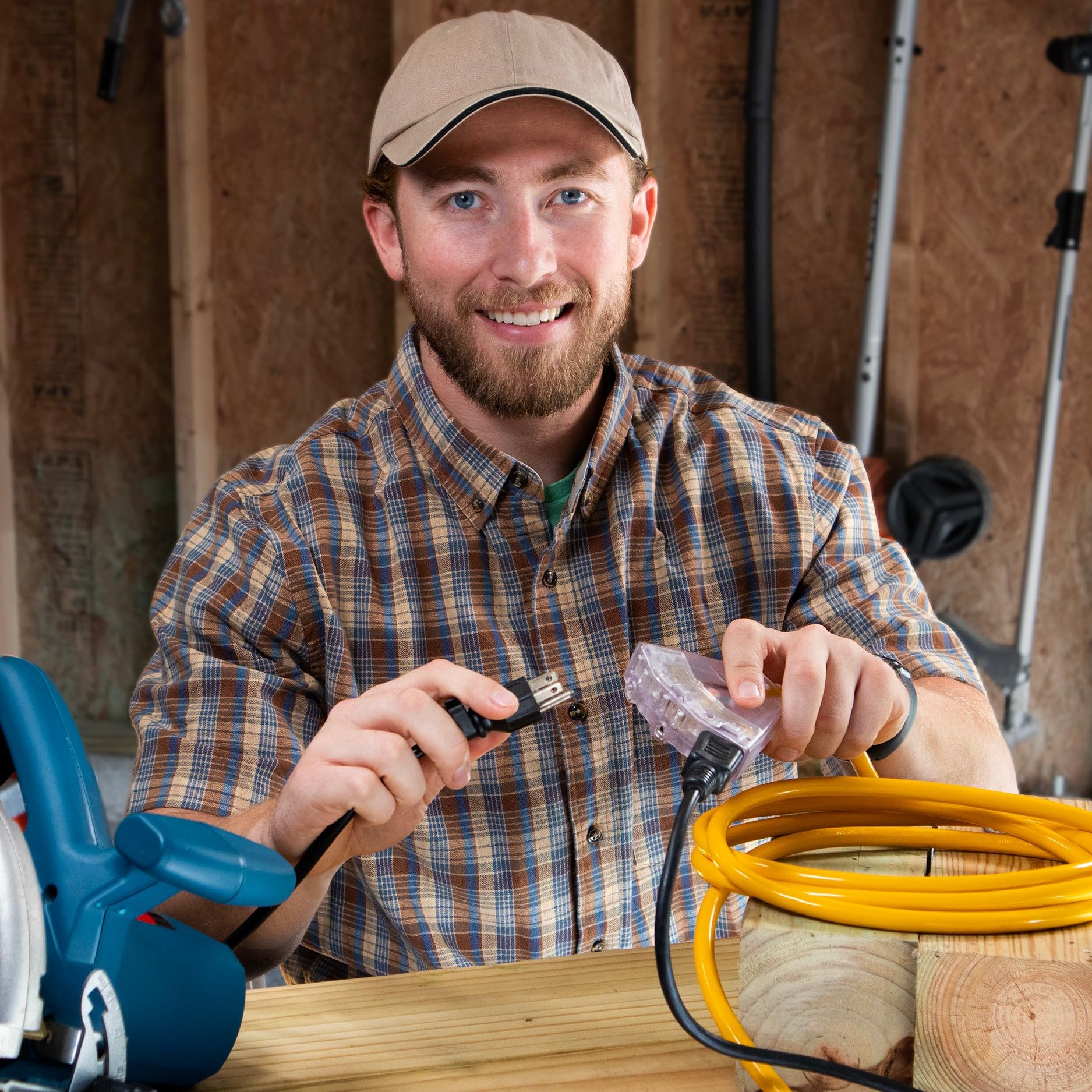 Watts Wire flexible outdoor extension cord with durable jacket resists abrasion.