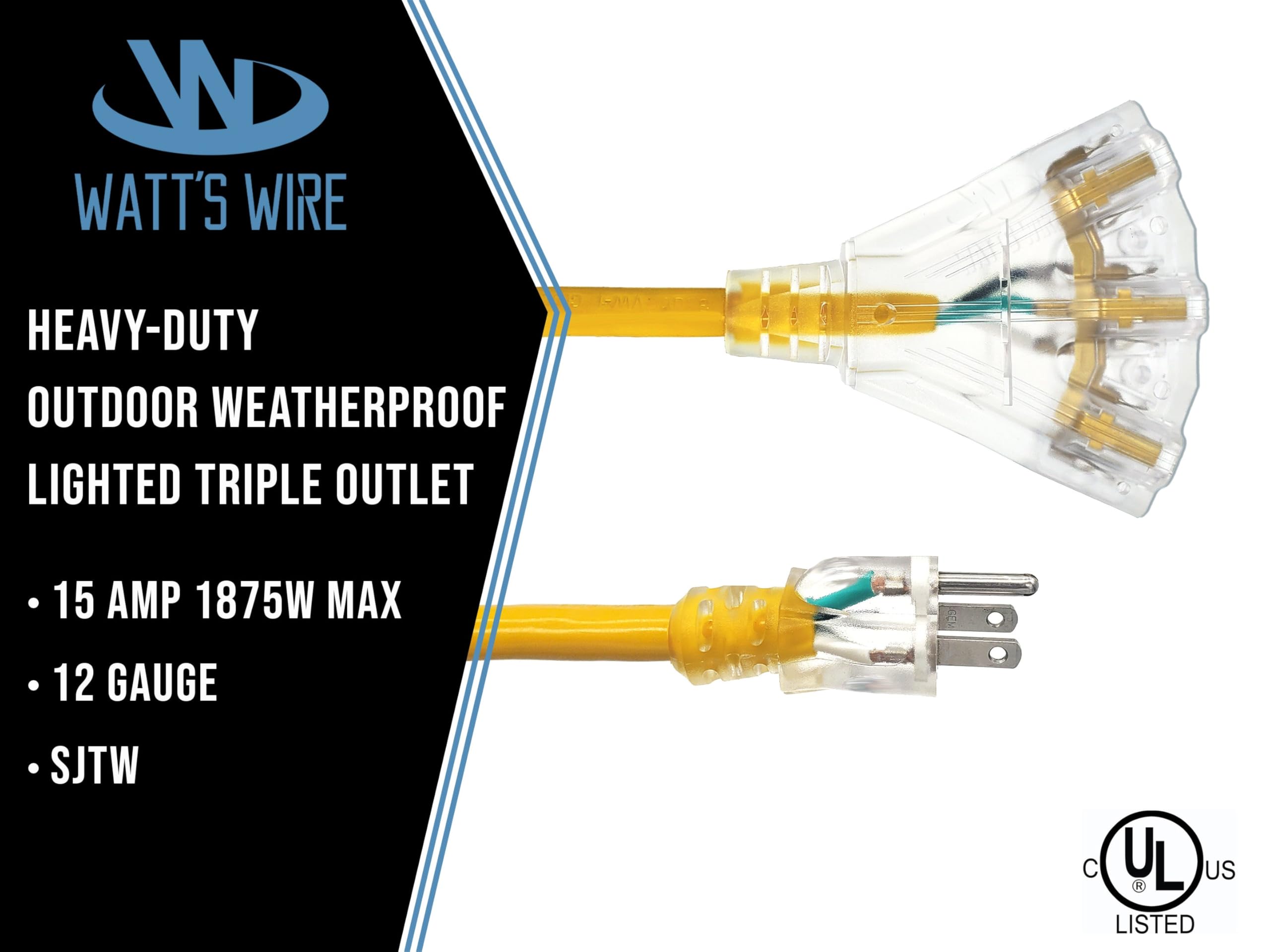 Watts Wire 12-gauge heavy-duty cord delivers steady power for demanding tools.