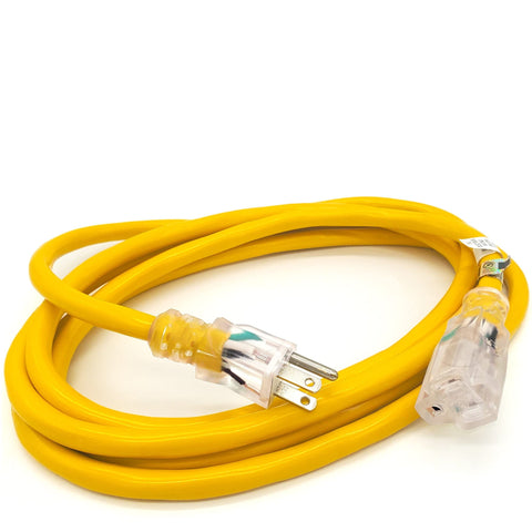 Watt's Wire high-visibility yellow extension cord on job site safety