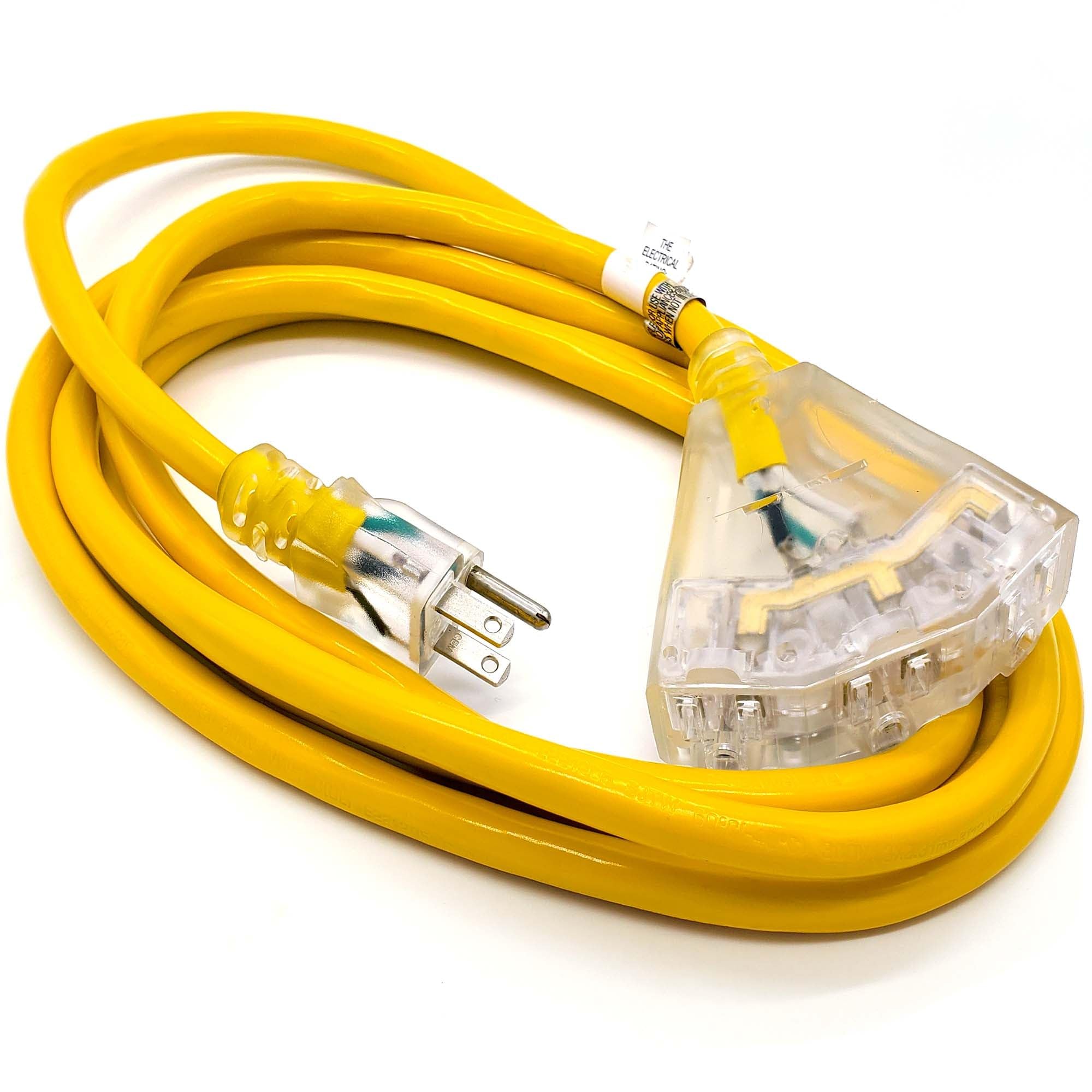 Watts Wire outdoor 10ft waterproof extension cord with three outlets for outdoor tools.