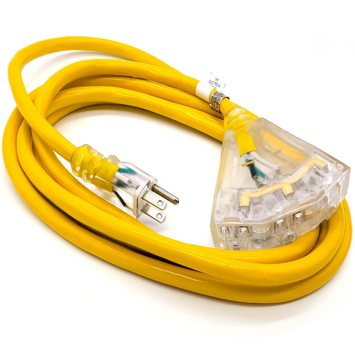 Watts Wire outdoor 10ft waterproof extension cord with three outlets for outdoor tools.