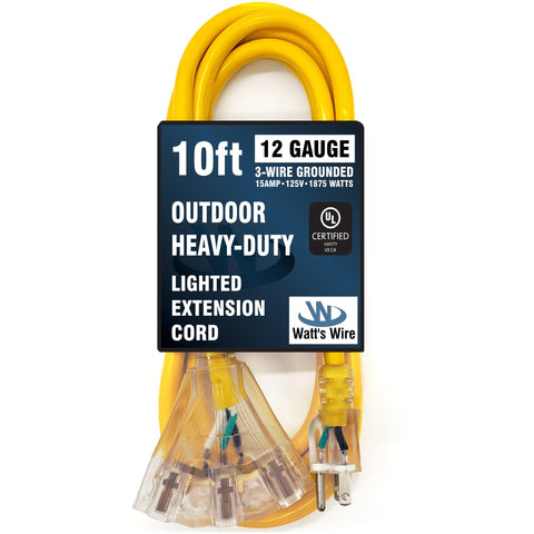 Watt's Wire outdoor extension cord built to resist heat and cold for year-round use.