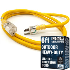 Watts Wire 6 ft waterproof outdoor cord powering tools outdoors.