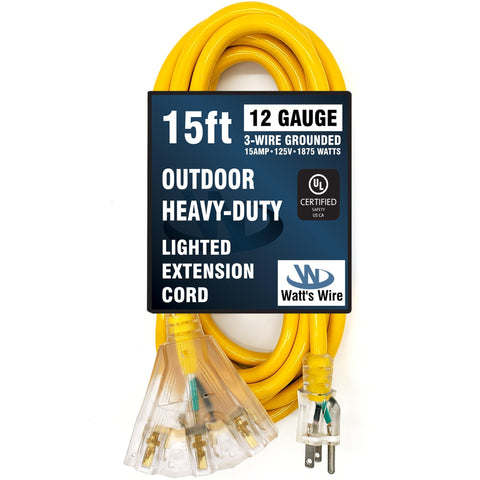 Watts Wire yellow outdoor cord provides high visibility on any job.