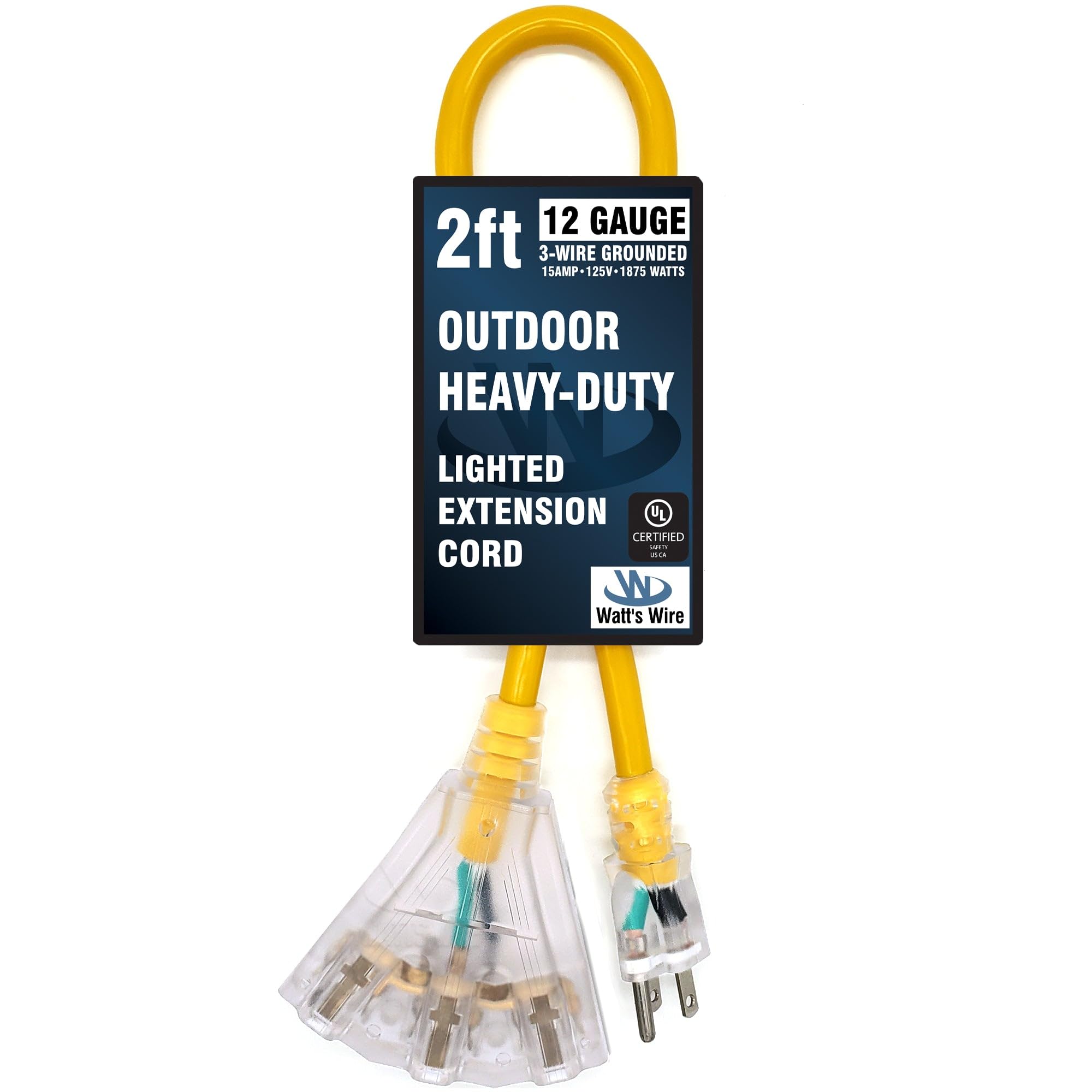 Watt's Wire bright yellow cord enhances visibility for safe outdoor setups.